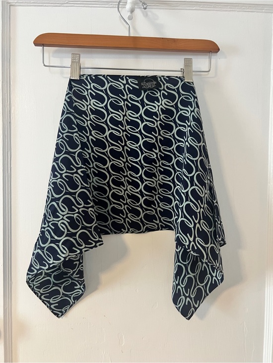 St. John Accessories - VTG St. John 100% Silk Scarf Navy Blue Gray Logo Monogram Chain Print Square